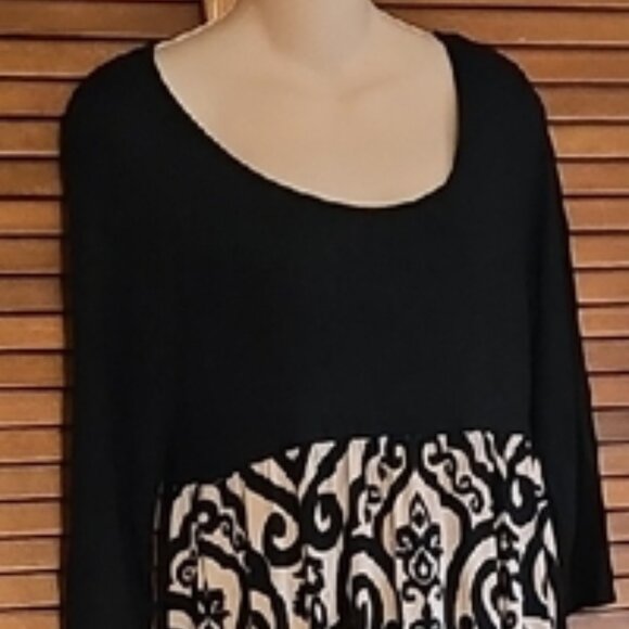 PinkBlush Maternity Black Mocha Damask Maxi dress stretch medium very long tall - Picture 15 of 15